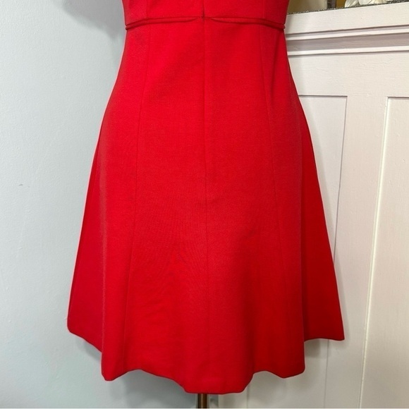J. Crew Red Fit & Flare Short Sleeve Flounce Ponte Dress 2 - Picture 7 of 10
